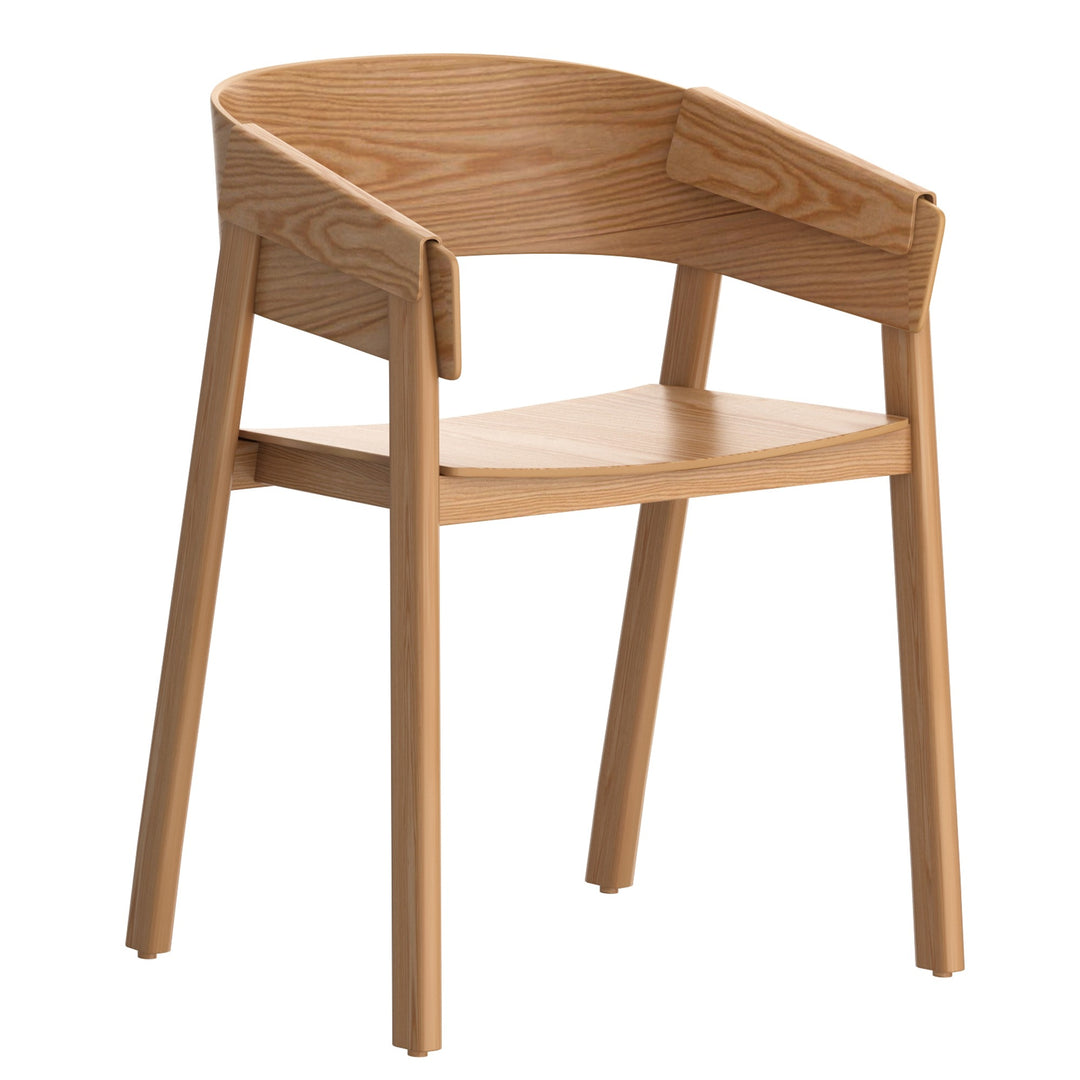 Renova Mid-Century Modern Solid Oak Dining And Lounge Chair, Natural Finish (Set of 2)