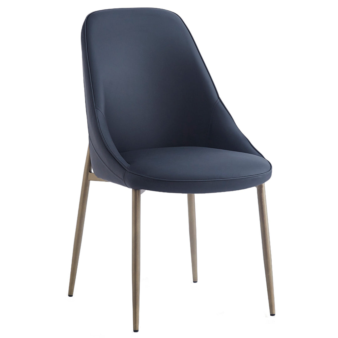 Torenza Mid-Century Modern Dining/Lounge Chair, Black Faux Leather Upholstery with Aged Gold Finish (Set of 2)