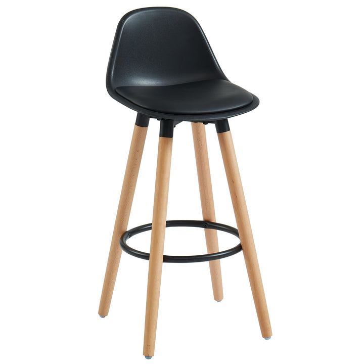 Lumetrix Counter Stool – Set of 2, 26" Curved ABS Seat Faux Leather Upholstered Stools with Beechwood Legs
