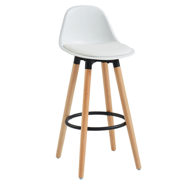 Lumetrix Counter Stool – Set of 2, 26" Curved ABS Seat Faux Leather Upholstered Stools with Beechwood Legs (Copy)