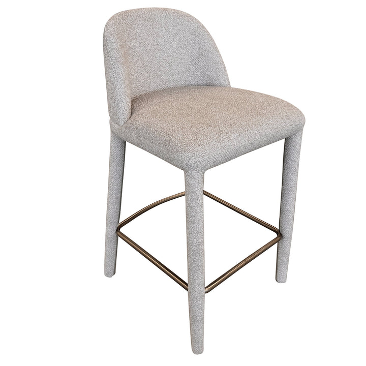Tavior Counter Stool – Set of 2, 26" Multi-Toned Fabric Upholstered Stools with Aged Gold Footrest