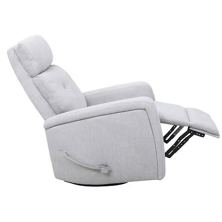 Uveron Recliner Chair with Side-Mounted Steel Pull Handle, Glider Rocking Mechanism & Soft Light Grey Fabric