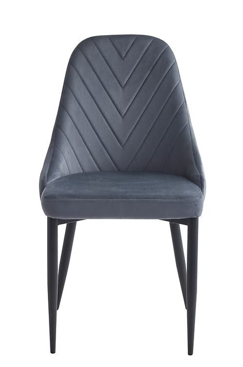 Viremont Luxe 6-Piece Contemporary Dining Chair Set – Dark Grey Velvet with Black Steel Frame