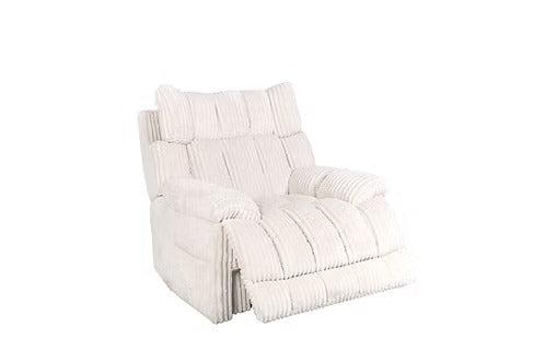Morviano Dual Power Recliner Chair with Adjustable Lumbar Support, Manual Headrest Wings, Bluetooth Music System & Plush Cream Fabric Upholstery