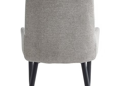 Calviano 7-Piece Dinette Set – Wooden Top Table with Black Steel Legs & Grey/Beige Fabric Chairs