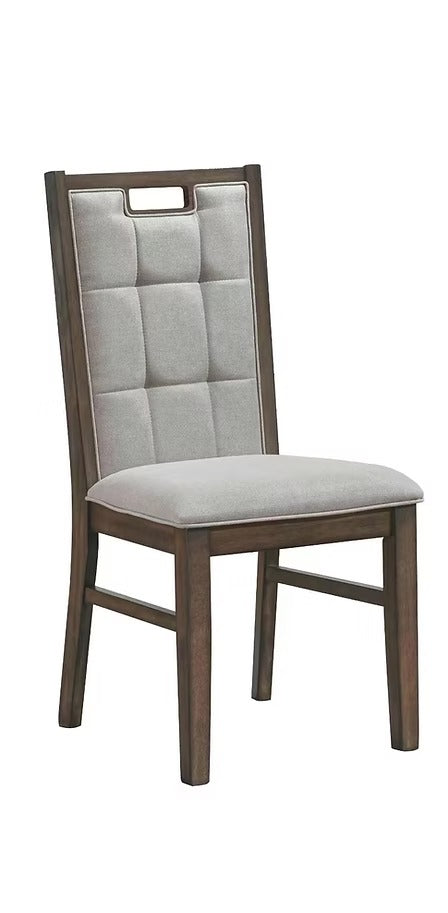Vornex 2-Piece Contemporary Rustic Brown Fabric Dining Chair Set with Rubber Wood Frame