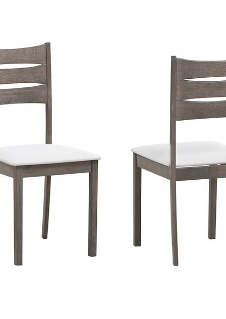 Marvoro 2-Piece Dining Chairs – Antique Grey Modern Finish Ladder Back Design with Cream Upholstered Cushion Seats for Elegant Dining Spaces