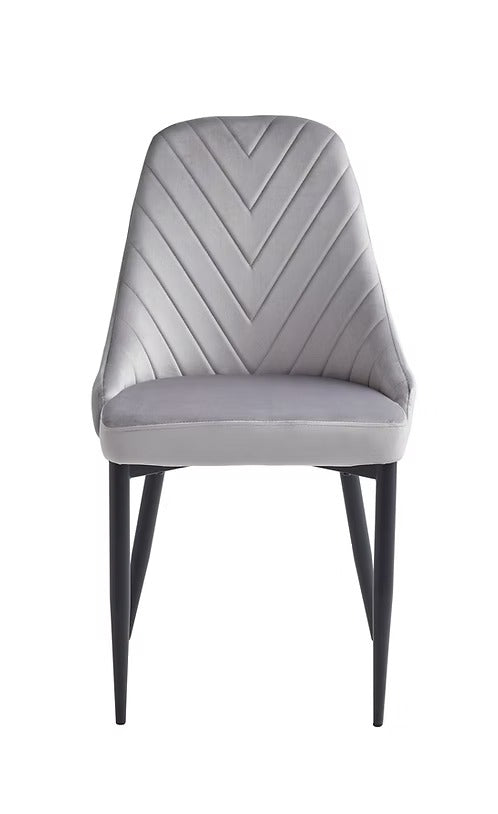 Viremont 6-Piece Modern Dining Chair Set in Light Grey Velvet with Black Steel Legs & Contemporary Finish