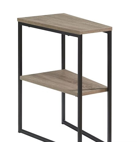 Lurvian C Shape Side Table – Compact Sofa Side Table with Reclaimed Wood Look Top and Steel Frame