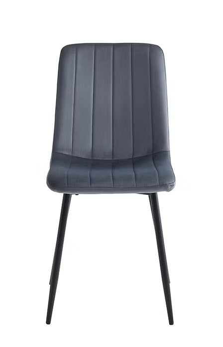 Noirvelle 6-Piece Modern Dining Chair Set in Dark Grey Velvet with Black Steel Legs, Contemporary Minimalist Design