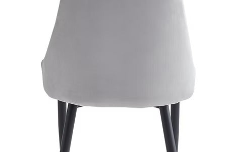 Veltrano 7-Piece Dinette Set – Sintered Stone White Marble Table with Black Steel Legs & Light Grey Velvet Chairs
