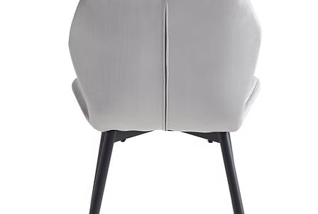 Novexa 7-Piece Dinette Set – Sintered Stone White Marble Table with Black Steel Legs & Light Grey Velvet Chairs