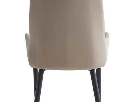 Calviano 7-Piece Dinette Set – Wooden Top Table with Black Steel Legs & Beige Velvet Chairs