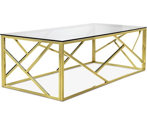 Torvexo 3 Piece Coffee Table Set – Modern Clear Tempered Glass Coffee Table with Gold Frame
