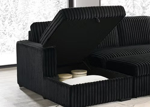 Orlivo Sofa Bed Sectional – Left Hand Facing Chaise with Lift Up Storage, USB Charger, Plush Cushions Sleeper Sofa