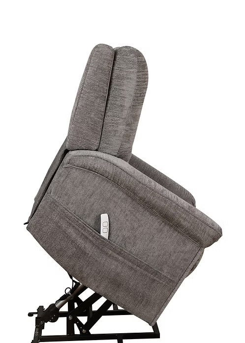 Elvexo Lift Chair in Soft Grey Fabric with Wired Remote Control &amp; High-Density Comfort Seating