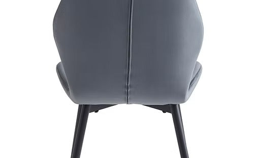 Novexa 7-Piece Dinette Set – Sintered Stone White Marble Table with Black Steel Legs & Dark Grey Velvet Chairs