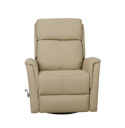 Zyrello Recliner Chair in Soft Ivory Beige Leather Matches with Side-Mounted Steel Pull Handle &amp; Glider Rocking Mechanism
