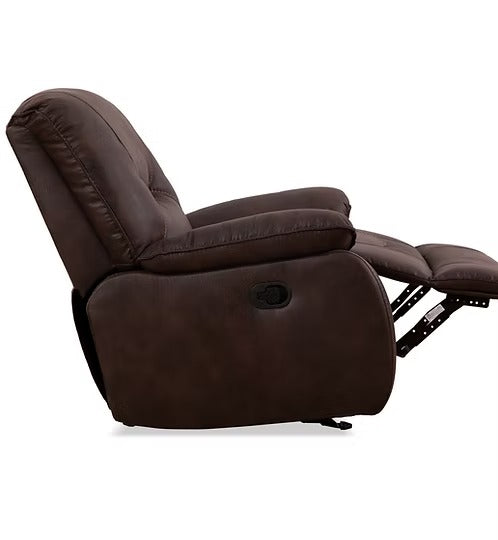 Zorvian Recliner Chair in Brown Elephant Skin Fabric with Glider Rocking Mechanism &amp; Zero Wallhugger Design