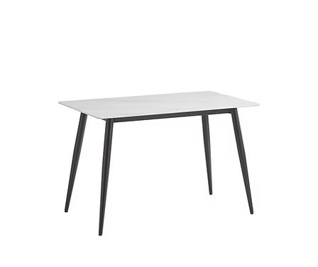 Velvoro 5-Piece Dinette Set – Snowy White Marble Sintered Stone Table with Black Steel Legs & Light Grey Velvet Chairs