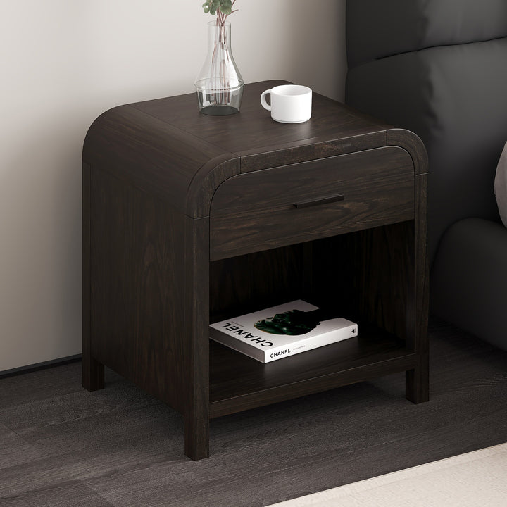Caldor Accent Table – Mid-Century Modern Nightstand with Charging Station