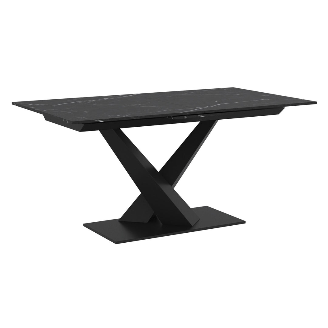 Eldoria Contemporary Extendable Dining Table – Sintered Stone Top with Geometric Pedestal Base