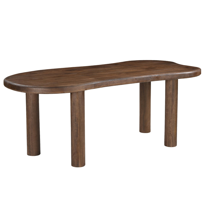 Dunmere Freeform Solid Mango Wood Dining Table with Thick Rounded Top And Dark Walnut Finish