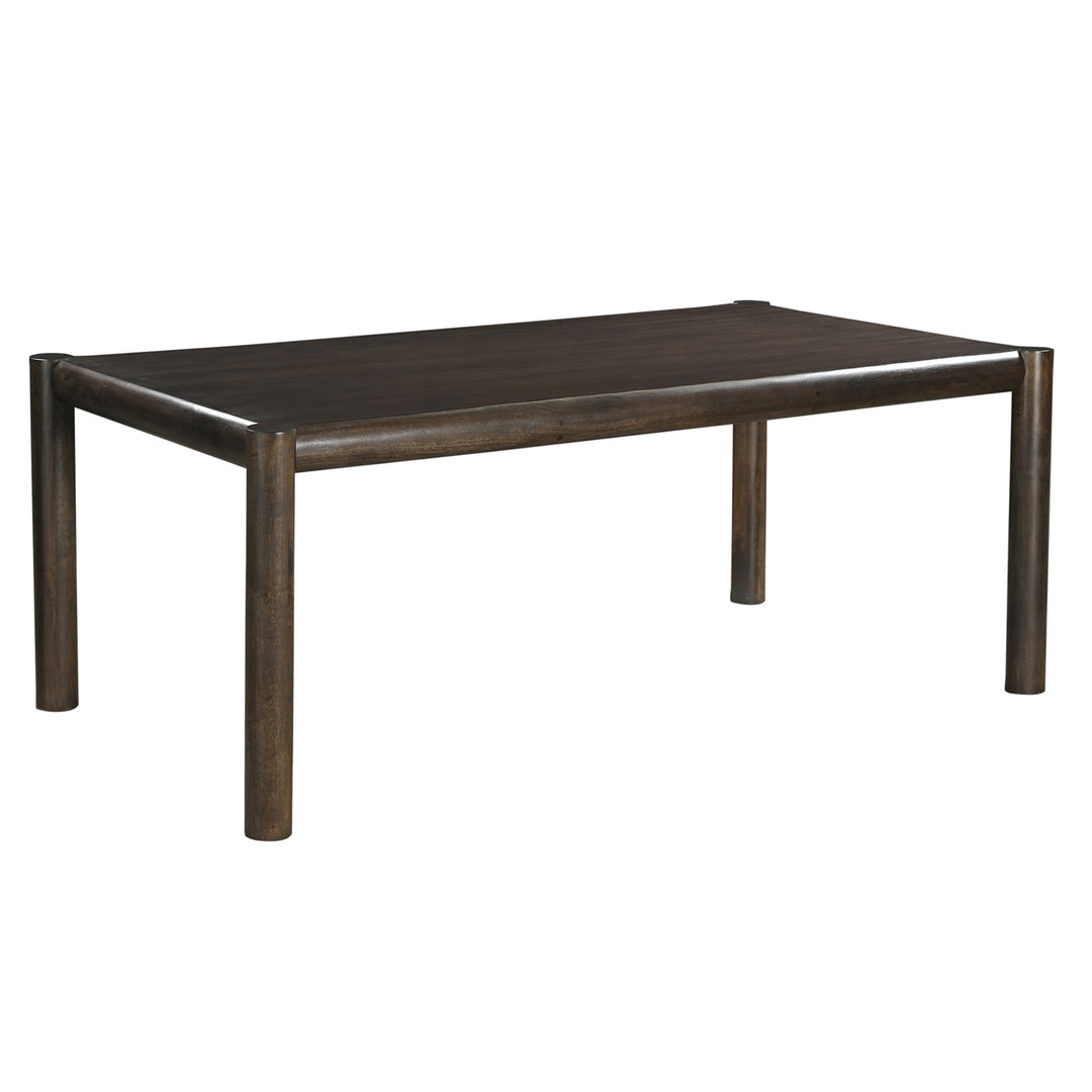 Corvane Mid-Century Modern Solid Wood Rectangular Dining Table – Mocha Finish with Sturdy Post Leg Design