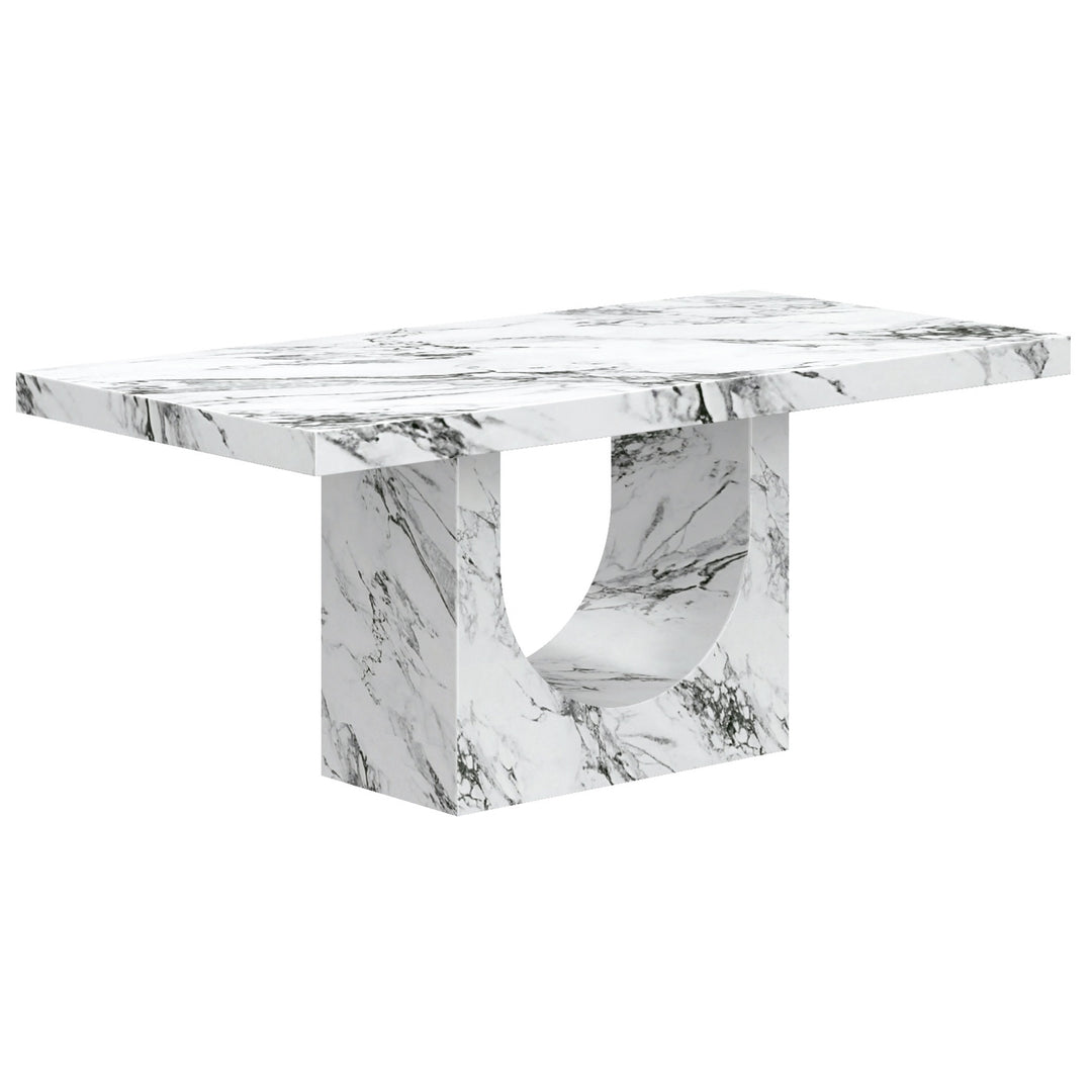 Meridale Contemporary Arch Dining Table – ECC Concrete Table with Matte Bulgari Marble Finish, Heat & Scratch Resistant Surface and Modern Sculptural Design Dining Table