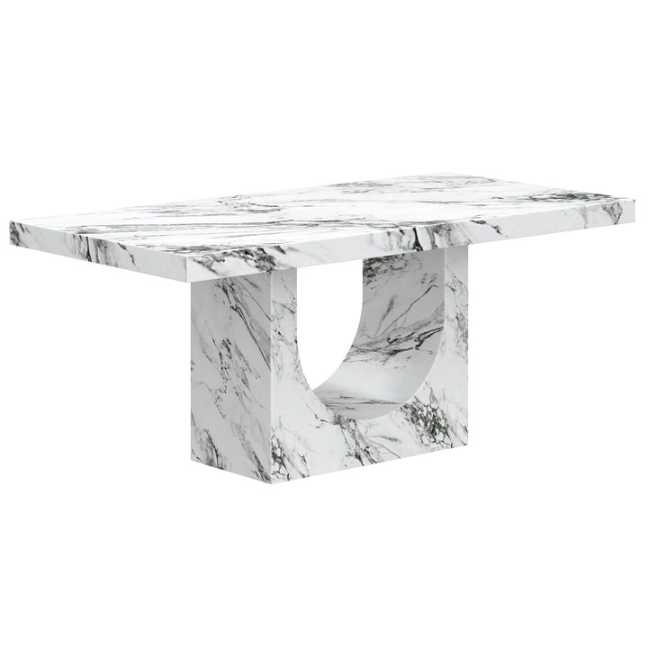 Meridale Contemporary Arch Dining Table – ECC Concrete Table with Matte Bulgari Marble Finish, Heat & Scratch Resistant Surface and Modern Sculptural Design Dining Table