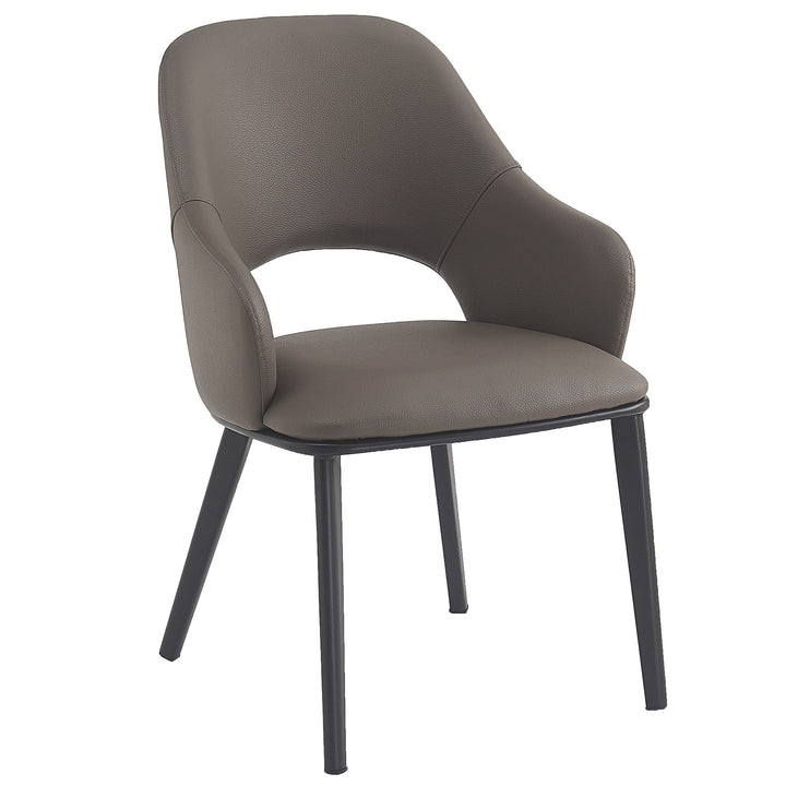 Montierra Modern Dining Chair Set of 4 – Textured Faux Leather Upholstered Chairs with Curved Back & Arms, Matte Black Frame and Medium-Firm Cushion Seating Dining & Lounge Chairs