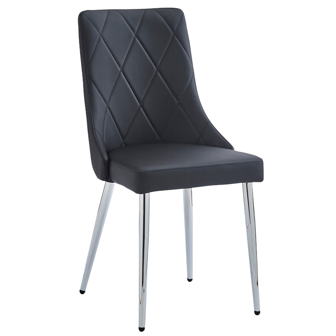 Corenza Mid-Century Modern Dining Chair with Faux Leather Upholstery, Curved Wood Seat Frame & Chrome Metal Legs – Set of 2