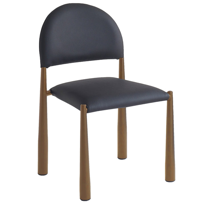 Crystaluxe 4-Piece Modern Dining Chair Set – Matte Black Textured Faux Leather Chairs with Aged Gold Metal Legs and Foam Cushion Seating