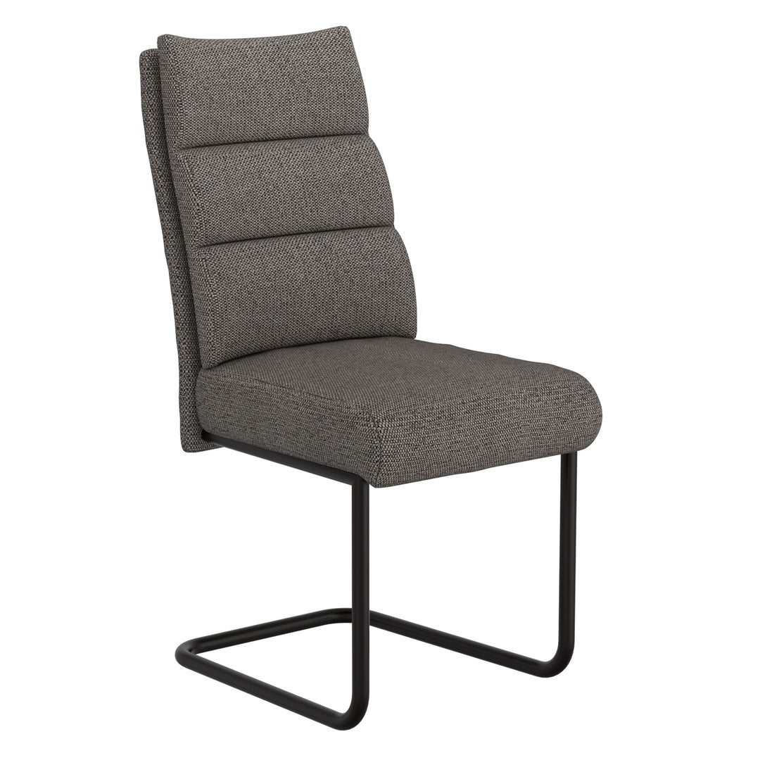 Astera Modern Dining Chair with Textured Chenille Fabric Upholstery, Black Metal C-Style Base And Back Handle – Set of 2