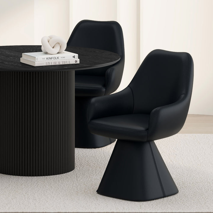 Brinova Contemporary Dining Side Chair – Swivel Faux Leather Upholstered Chair with Automatic Return Seat
