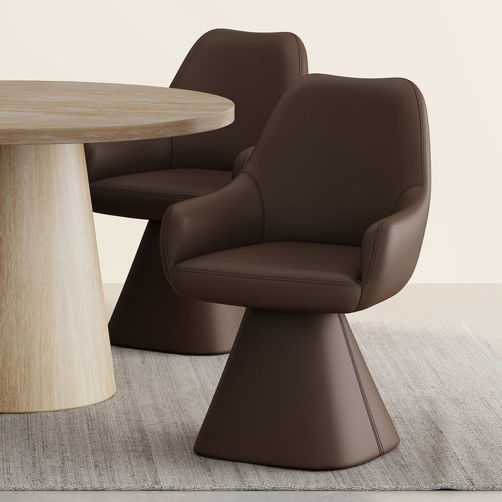 Brinova Contemporary Dining Side Chair – Swivel Faux Leather Upholstered Chair with Automatic Return Seat