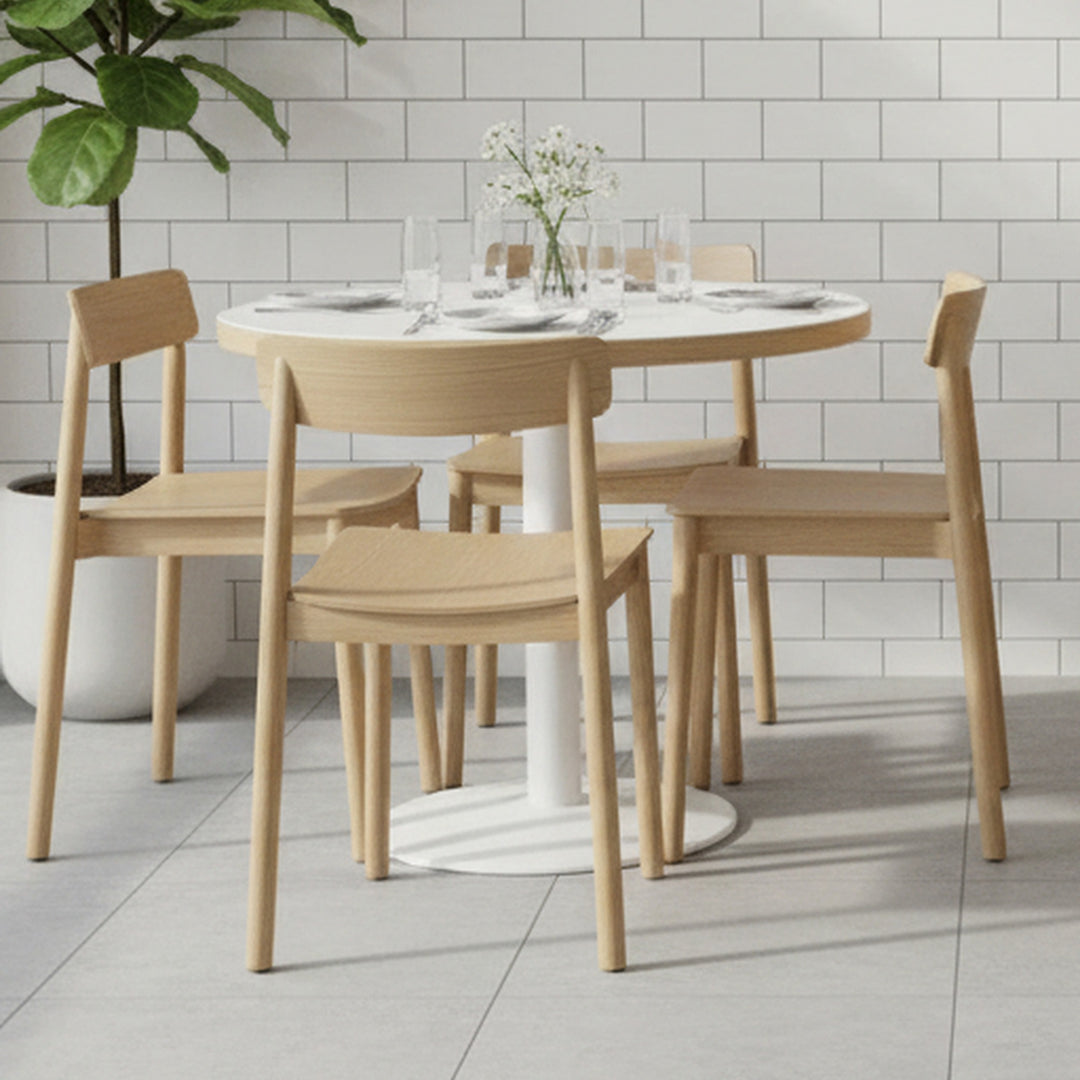 Loreto Dining Chair (Set of 4) – Mid-Century Modern Stackable Dining Chairs with Solid Oak Construction &amp; Natural Wood Grain Finish