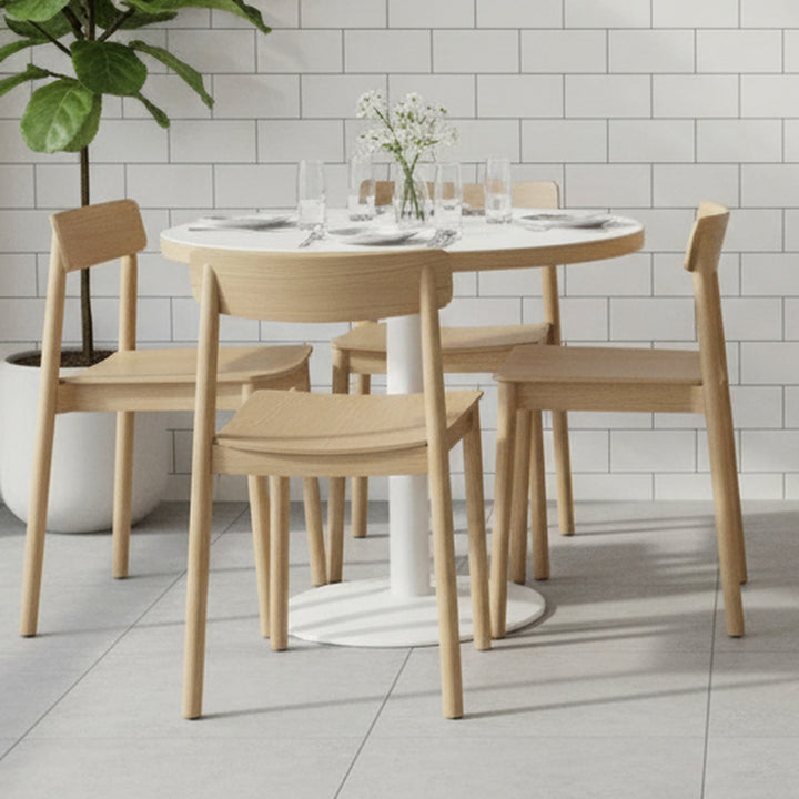 Loreto Dining Chair (Set of 4) – Mid-Century Modern Stackable Dining Chairs with Solid Oak Construction &amp; Natural Wood Grain Finish