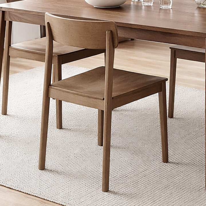 Loreto Mid-Century Modern Stackable Solid Oak Dining Chair, Walnut Finish (Set of 4)