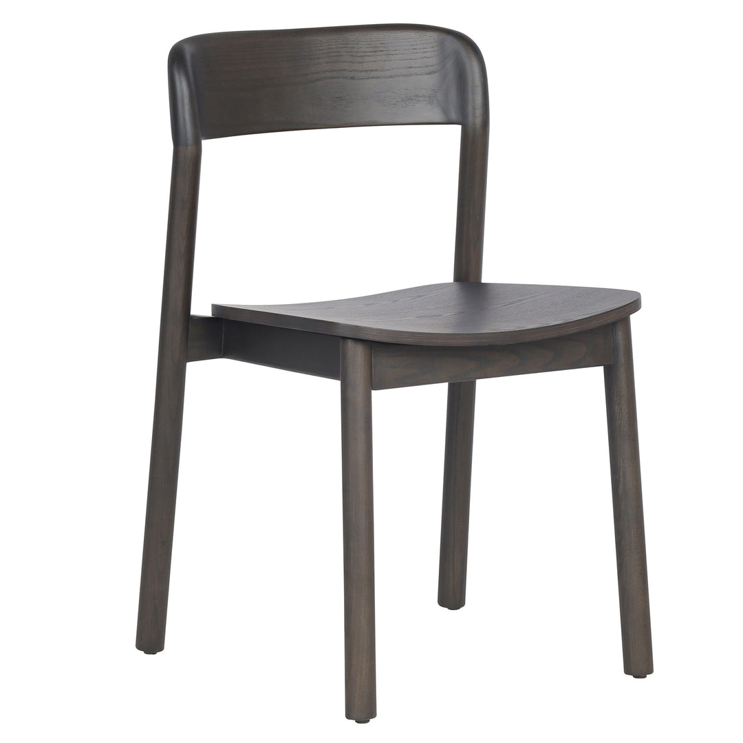 Bresca Mid-Century Modern Stackable Solid Wood Dining Chair, Mocha Finish (Set of 4)