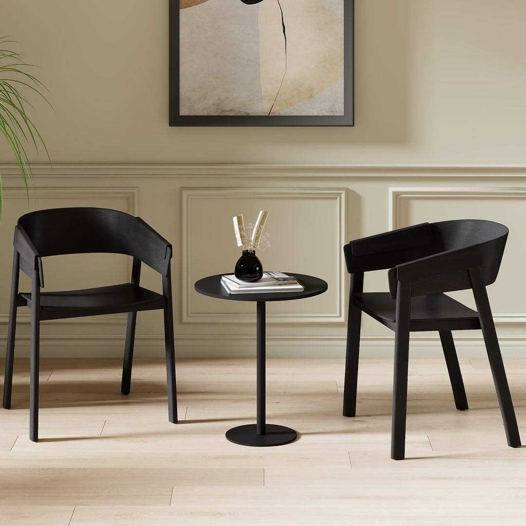 Renova Mid-Century Modern Solid Oak Dining And Lounge Chair, Black Finish (Set of 2)
