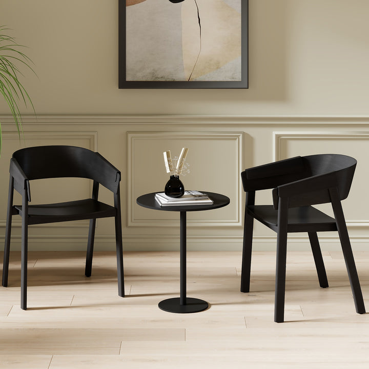 Renova Mid-Century Modern Solid Oak Dining And Lounge Chair, Black Finish (Set of 2)