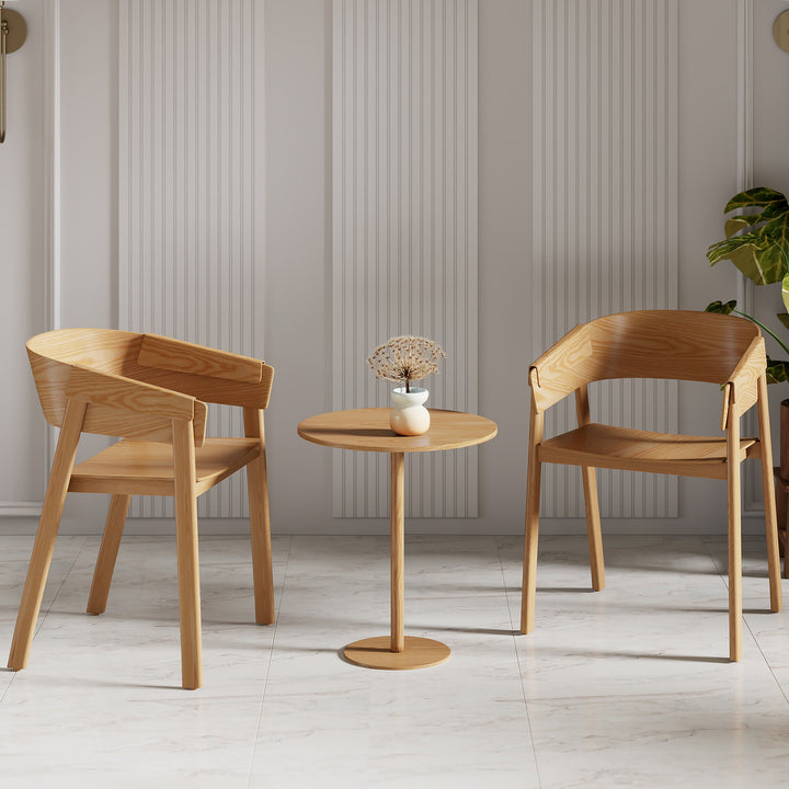 Renova Mid-Century Modern Solid Oak Dining And Lounge Chair, Natural Finish (Set of 2)