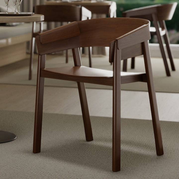 Renova Mid-Century Modern Solid Oak Dining And Lounge Chair, Natural Finish (Set of 2)
