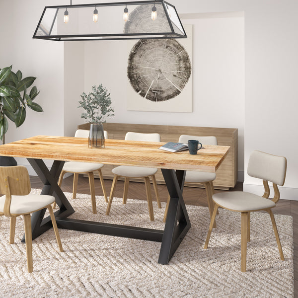 Castello Mid-Century Modern Dining And Accent Chair, Natural Wood Finish