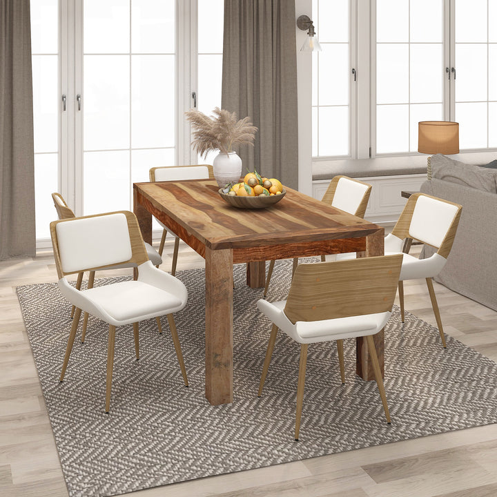 Modena Mid-Century Modern Dining And Accent Chair, Natural Wood Finish