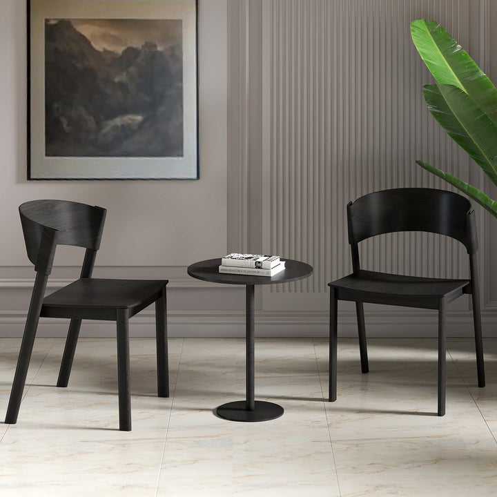 Cortina Mid-Century Modern Dining/Lounge Chair, Black Finish (Set of 2)