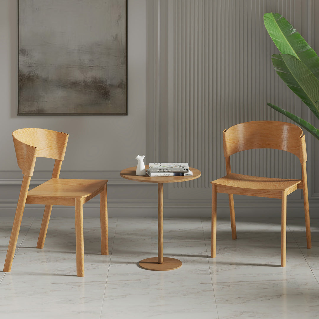 Cortina Mid-Century Modern Dining/Lounge Chair, Natural Finish (Set of 2)