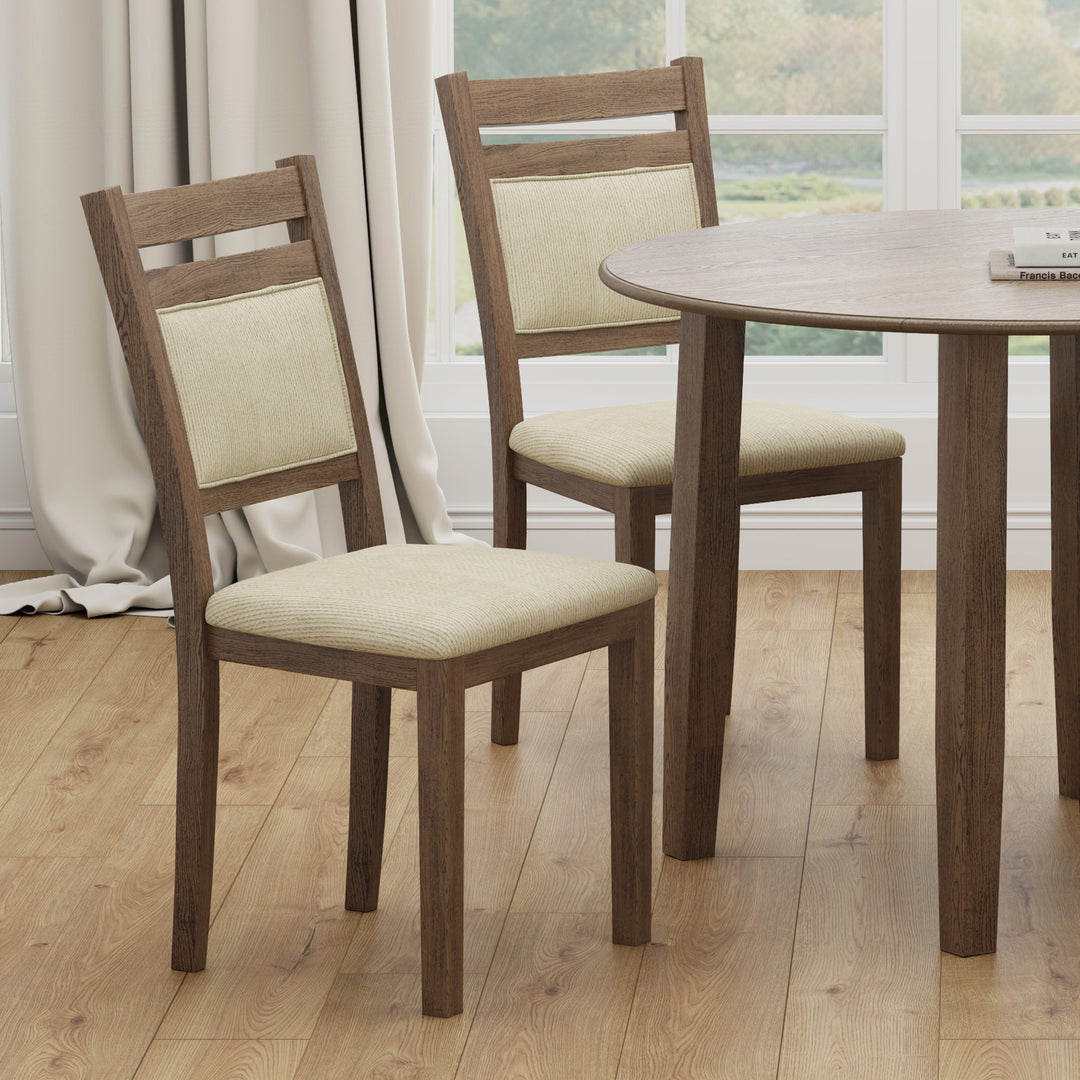 Savona Modern Dining/Lounge Chair, Walnut Finish with Beige Fabric Upholstery (Set of 2)