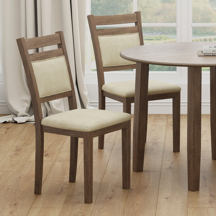 Savona Modern Dining/Lounge Chair, Walnut Finish with Beige Fabric Upholstery (Set of 2)